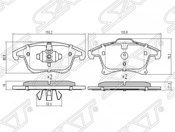 1 749 р. Колодки тормозные SAT (передние)  Ford Mondeo ( MK5 CD391,  MK5,CD391) (2014-2025) дорестайлинг седан, дорестайлинг универсал, рестайлинг универсал, рестайлинг, седан  с доставкой в г. Таганрог. Увеличить фотографию 1