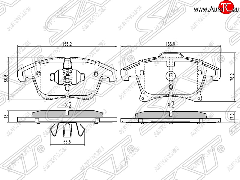 1 749 р. Колодки тормозные SAT (передние)  Ford Mondeo ( MK5 CD391,  MK5,CD391) (2014-2025) дорестайлинг седан, дорестайлинг универсал, рестайлинг универсал, рестайлинг, седан  с доставкой в г. Таганрог