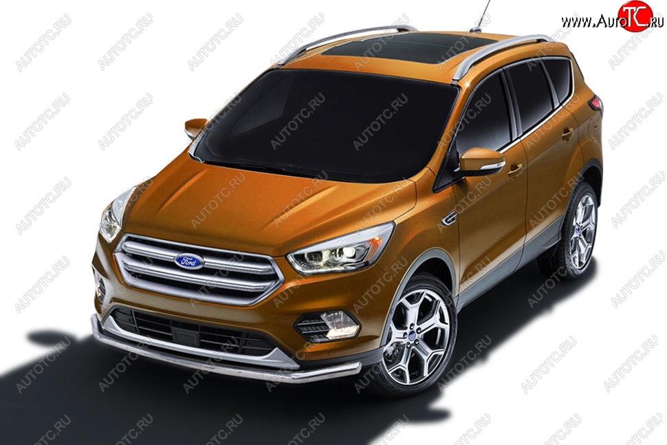 9 999 р. Защита заднего бампера Slitkoff (d57)  Ford Kuga  2 (2016-2019) рестайлинг (Нержавейка, Полированная)  с доставкой в г. Таганрог