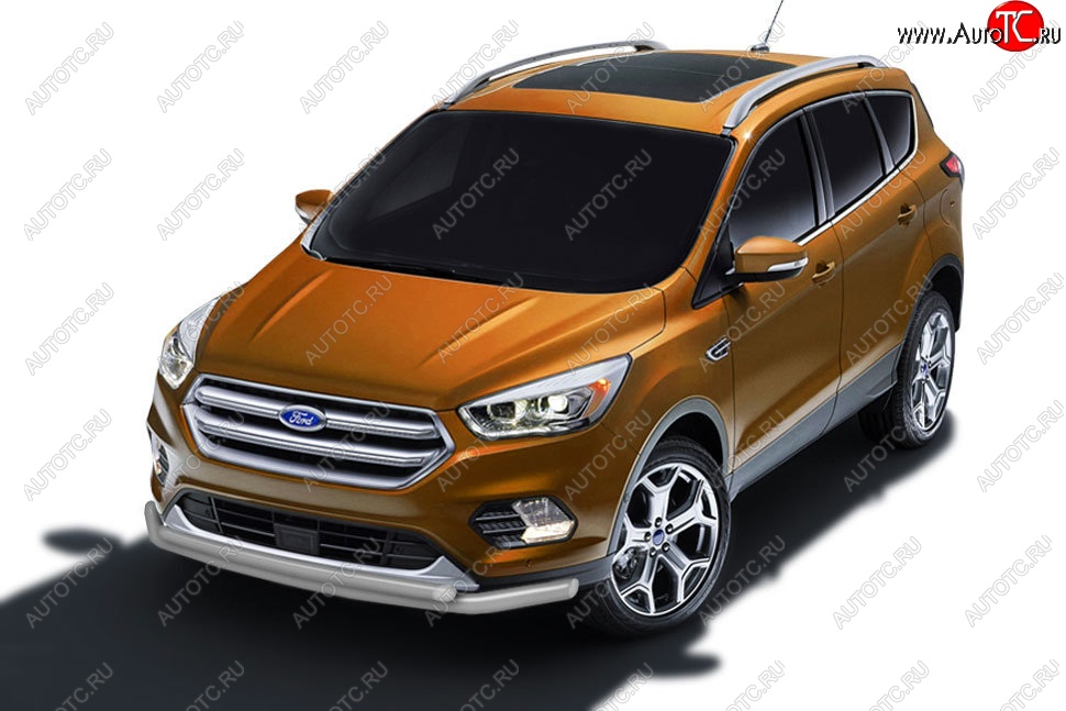 8 999 р. Защита заднего бампера Slitkoff (двойная, d57/42)  Ford Kuga  2 (2016-2019) рестайлинг (Сталь с полимерным покрытием. Цвет: серебристый)  с доставкой в г. Таганрог