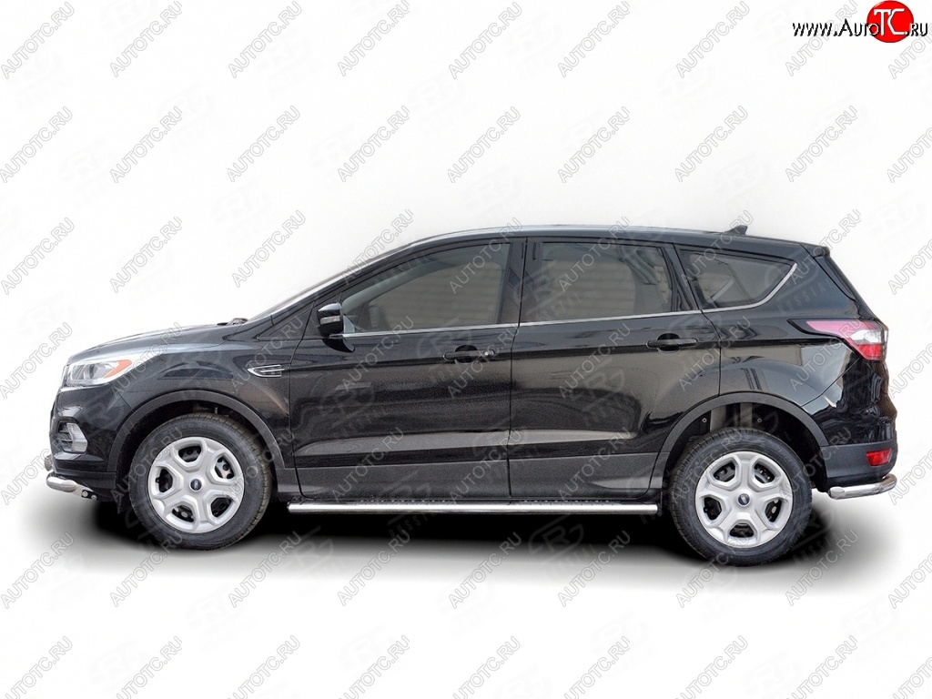 27 699 р. Порожки для ног (труба Ø120х60, овал с проступью) Russtal Ford Kuga 2 рестайлинг (2016-2019)  с доставкой в г. Таганрог