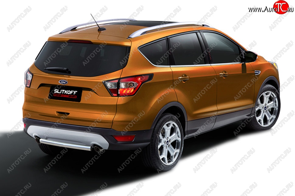 6 499 р. Защита заднего бампера Slitkoff (d57, короткая)  Ford Kuga  2 (2016-2019) рестайлинг (Нержавейка, Без окраски)  с доставкой в г. Таганрог