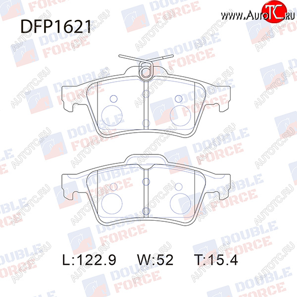 1 299 р. Комплект тормозных колодок для Double Force (122,9х52х15,4 мм) Ford Focus 2  седан дорестайлинг (2004-2008)  с доставкой в г. Таганрог