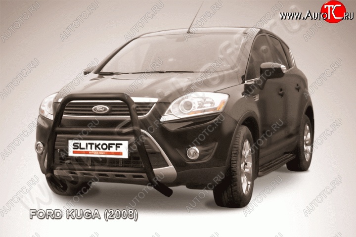 20 449 р. Кенгурятник d57 Slitkoff (высокий, с перемычками) Ford Kuga 1 (2008-2013) (Цвет: серебристый)  с доставкой в г. Таганрог