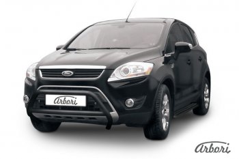 Защита переднего бампера Arbori (низкая, черная, d57 mm) Ford Kuga 1 (2008-2013)