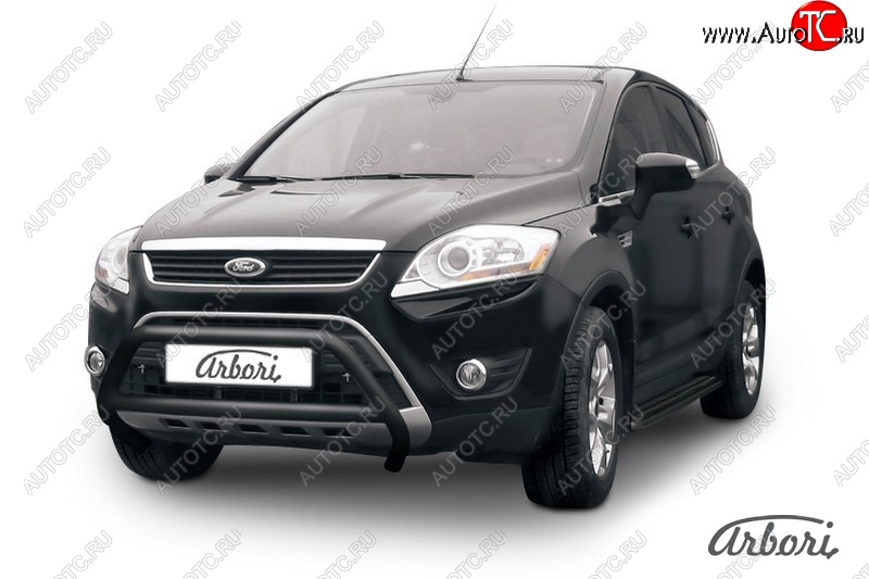 11 789 р. Защита переднего бампера Arbori (низкая, черная, d57 mm) Ford Kuga 1 (2008-2013)  с доставкой в г. Таганрог