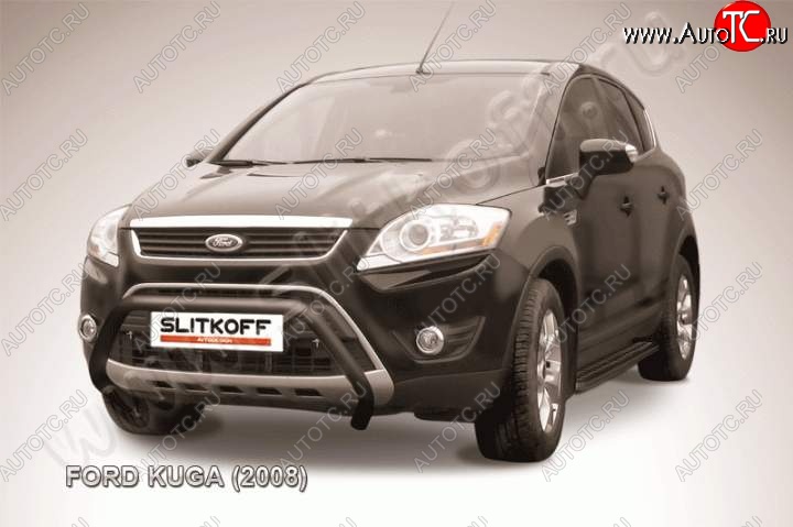 17 549 р. Кенгурятник d57 Slitkoff (низкий) Ford Kuga 1 (2008-2013) (Цвет: серебристый)  с доставкой в г. Таганрог