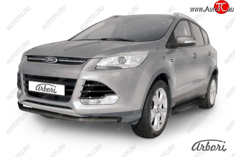 7 019 р. Защита переднего бампера Arbori (черная, 1 труба d57 mm). Ford Kuga 2 дорестайлинг (2013-2016)  с доставкой в г. Таганрог