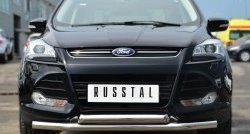 16 949 р. Защита переднего бампера (2 трубыØ76 мм, нержавейка) SLITKOFF  Ford Kuga  2 (2013-2016) дорестайлинг  с доставкой в г. Таганрог. Увеличить фотографию 1