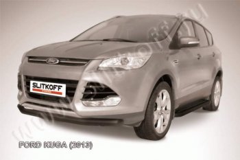 9 449 р. Защита переднего бампера Slitkoff (труба d76) Ford Kuga 2 дорестайлинг (2013-2016) (Цвет: серебристый)  с доставкой в г. Таганрог. Увеличить фотографию 1