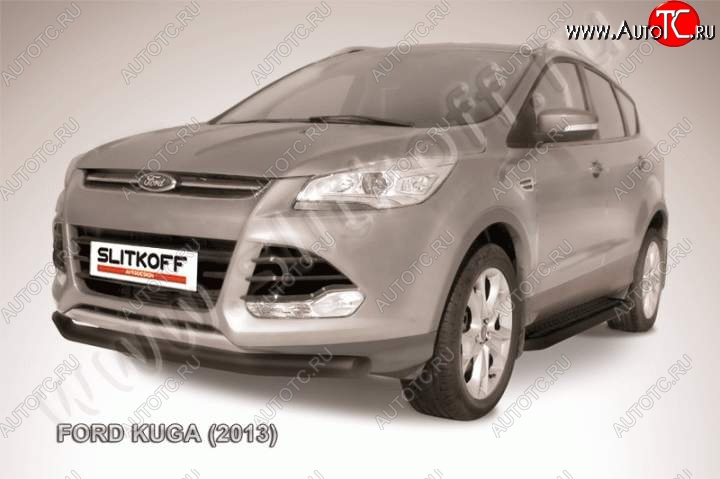 9 449 р. Защита переднего бампера Slitkoff (труба d76) Ford Kuga 2 дорестайлинг (2013-2016) (Цвет: серебристый)  с доставкой в г. Таганрог