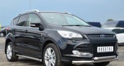 13 849 р. Защита порогов из круглой трубы диаметром 63 мм Russtal Ford Kuga 2 дорестайлинг (2013-2016) (Защита порогов с со скосами на торцах (вариант 1))  с доставкой в г. Таганрог. Увеличить фотографию 2