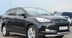 13 849 р. Защита порогов из круглой трубы диаметром 63 мм Russtal Ford Kuga 2 дорестайлинг (2013-2016) (Защита порогов с со скосами на торцах (вариант 1))  с доставкой в г. Таганрог. Увеличить фотографию 12