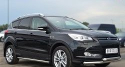 13 849 р. Защита порогов из круглой трубы диаметром 63 мм Russtal Ford Kuga 2 дорестайлинг (2013-2016) (Защита порогов с со скосами на торцах (вариант 1))  с доставкой в г. Таганрог. Увеличить фотографию 7