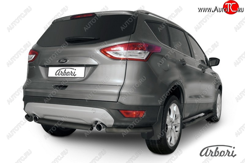 5 399 р. Защита заднего бампера Arbori (черная, 1 труба d57 mm). Ford Kuga 2 дорестайлинг (2013-2016)  с доставкой в г. Таганрог