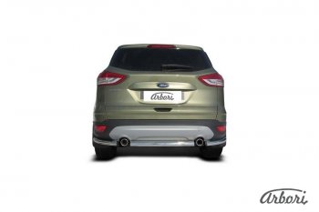 6 389 р. Защита заднего бампера Arbori (нержавейка, 1 труба d57 mm).  Ford Kuga  2 (2013-2016) дорестайлинг  с доставкой в г. Таганрог. Увеличить фотографию 1