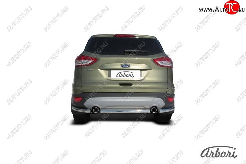 6 389 р. Защита заднего бампера Arbori (нержавейка, 1 труба d57 mm). Ford Kuga 2 дорестайлинг (2013-2016)  с доставкой в г. Таганрог