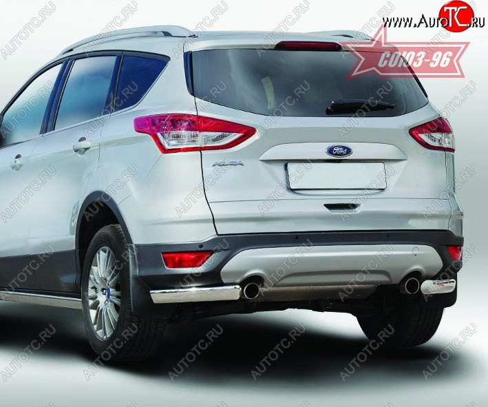 10 799 р. Защита заднего бампера из боковых уголков Souz-96 (d76х42) Ford Kuga 2 дорестайлинг (2013-2016)  с доставкой в г. Таганрог