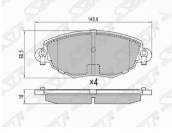 Комплект передних тормозных колодок SAT Ford Mondeo Mk3,B4Y дорестайлинг, седан (2000-2003)