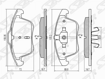 Колодки тормозные передние SAT Ford (Форд) Mondeo (Мондео) (2007-2014), Land Rover (Ленд) Freelander (Фриландер)  L359 (2006-2012), Volvo (Вольво) XC60 (ИксЦ60) (2008-2022),  XC70 (ИксЦ70) (2007-2016)