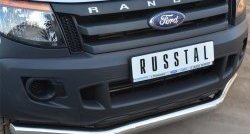 18 099 р. Одинарная защита переднего бампера диаметром 76 мм SLITKOFF Ford Ranger DoubleCab дорестайлинг (2011-2016)  с доставкой в г. Таганрог. Увеличить фотографию 2