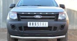 Одинарная защита переднего бампера диаметром 76 мм SLITKOFF Ford Ranger DoubleCab дорестайлинг (2011-2016)