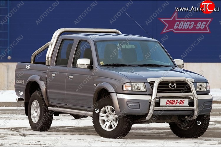 14 174 р. Защита порогов Souz-96 (d76) Ford Ranger (2006-2009)  с доставкой в г. Таганрог