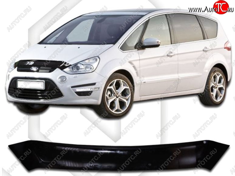 1 999 р. Дефлектор капота CA-Plastiс  Ford S-Max  1 (2010-2015) рестайлинг (Classic черный, Без надписи)  с доставкой в г. Таганрог