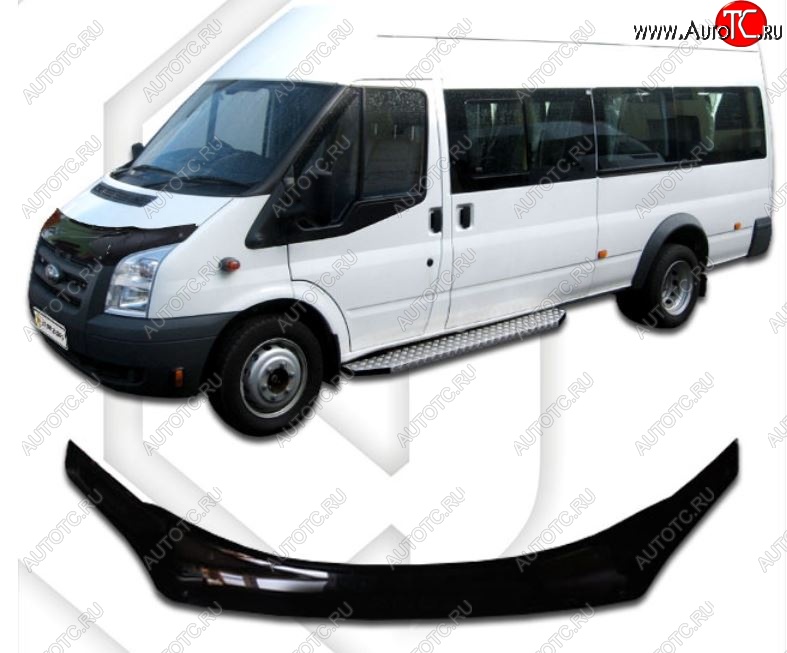 2 899 р. Дефлектор капота CA-Plastiс  Ford Transit (2006-2014) цельнометаллический фургон (Classic черный, Без надписи)  с доставкой в г. Таганрог