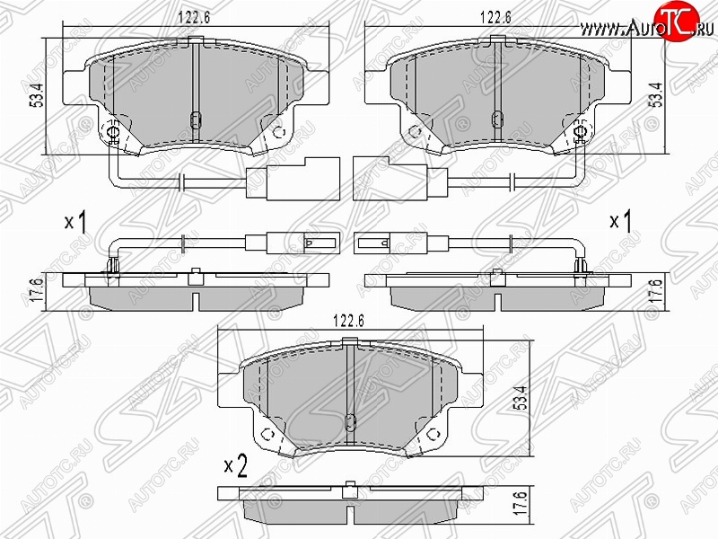 1 769 р. Колодки тормозные задние SAT Ford Transit цельнометаллический фургон (2006-2014)  с доставкой в г. Таганрог