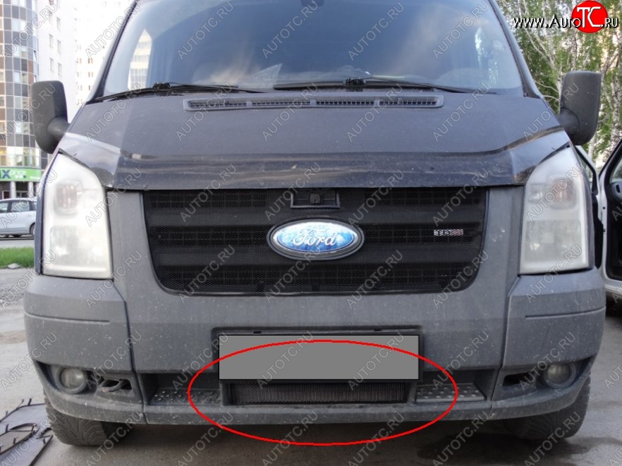 1 469 р. Нижняя защитная сетка на бампер (рестайлинг) Russtal (черная) Ford Transit цельнометаллический фургон (2006-2014)  с доставкой в г. Таганрог