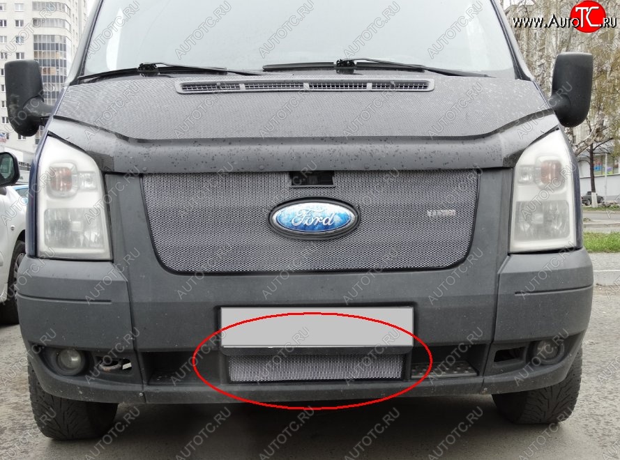 1 539 р. Нижняя защитная сетка на бампер (рестайлинг) Russtal (хром)  Ford Transit (2006-2014) цельнометаллический фургон  с доставкой в г. Таганрог