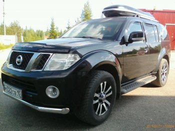 14 999 р. Защита переднего бампера Slitkoff (Ø76)  Nissan Pathfinder  R51 (2009-2014) рестайлинг (Нержавейка, Полированная)  с доставкой в г. Таганрог. Увеличить фотографию 4