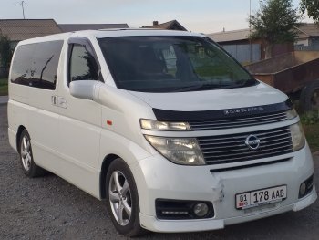 1 899 р. Дефлектор капота CA-Plastic  Nissan Elgrand  2 (2004-2010) рестайлинг (серия Classic черный, Без надписи)  с доставкой в г. Таганрог. Увеличить фотографию 2