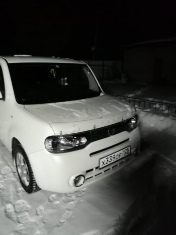 1 999 р. Дефлектор капота CA-Plastiс  Nissan Cube  3 (2008-2024) (Classic прозрачный, Без надписи)  с доставкой в г. Таганрог. Увеличить фотографию 2