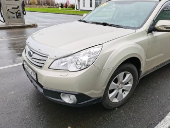 2 199 р. Дефлектор капота CA-Plastiс  Subaru Outback ( BR/B14,  BR,) (2009-2015) дорестайлинг универсал, B14)  рестайлинг универсал (Шелкография серебро)  с доставкой в г. Таганрог. Увеличить фотографию 3