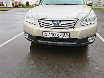 2 199 р. Дефлектор капота CA-Plastiс  Subaru Outback ( BR/B14,  BR,) (2009-2015) дорестайлинг универсал, B14)  рестайлинг универсал (Шелкография серебро)  с доставкой в г. Таганрог. Увеличить фотографию 2