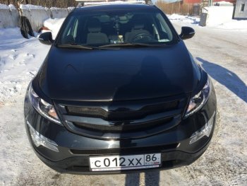 5 549 р. Решётка радиатора RA V2  KIA Sportage  3 SL (2010-2016) дорестайлинг, рестайлинг (С сеткой металлик, Неокрашенная)  с доставкой в г. Таганрог. Увеличить фотографию 7