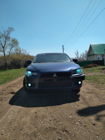 579 р. Реснички на фары Style Mitsubishi Lancer 10 седан дорестайлинг (2007-2010) (Неокрашенные)  с доставкой в г. Таганрог. Увеличить фотографию 3