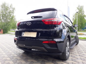 7 199 р. Защита заднего бампера из трубы d57 Slitkoff (радиусная)  Hyundai Creta  GS (2015-2021) дорестайлинг, рестайлинг (Цвет: серебристый)  с доставкой в г. Таганрог. Увеличить фотографию 2