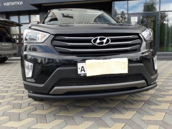 8 999 р. Защита переднего бампера Slitkoff (d57, черная)  Hyundai Creta  GS (2015-2021) дорестайлинг, рестайлинг (Цвет: серебристый)  с доставкой в г. Таганрог. Увеличить фотографию 2