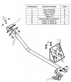 3 499 р. Фаркоп Лидер Плюс ГАЗ ГАЗель 3302 дорестайлинг шасси (1994-2002) (Без электропакета)  с доставкой в г. Таганрог. Увеличить фотографию 2