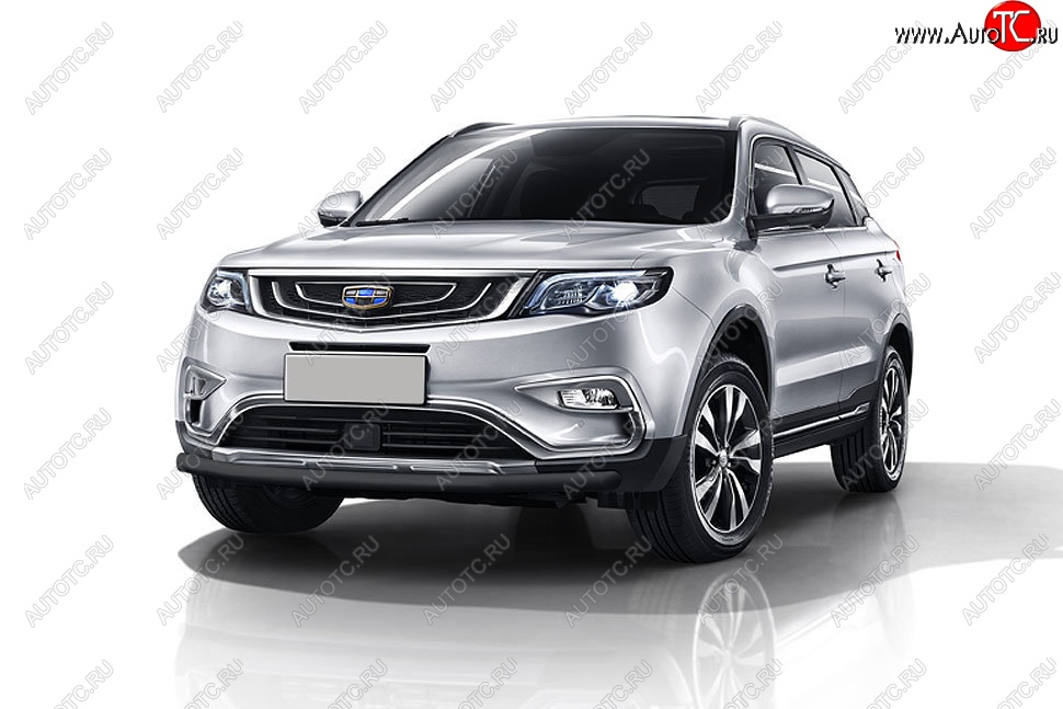 7 999 р. Защита переднего бампера Slitkoff (d57 мм)  Geely Atlas  NL3 (2016-2022) (Сталь с полимерным покрытием. Цвет: чёрный)  с доставкой в г. Таганрог