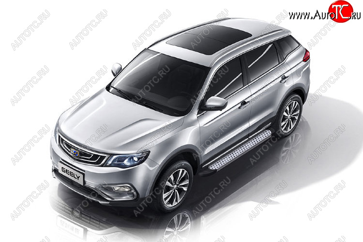 24 999 р. Пороги алюминиевые Slitkoff Geely Atlas NL3 (2016-2022) (Standart Silver)  с доставкой в г. Таганрог