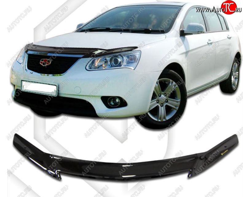 2 079 р. Дефлектор капота CA-Plastic  Geely Emgrand EC7 (2009-2016) хэтчбек (Classic черный, Без надписи)  с доставкой в г. Таганрог