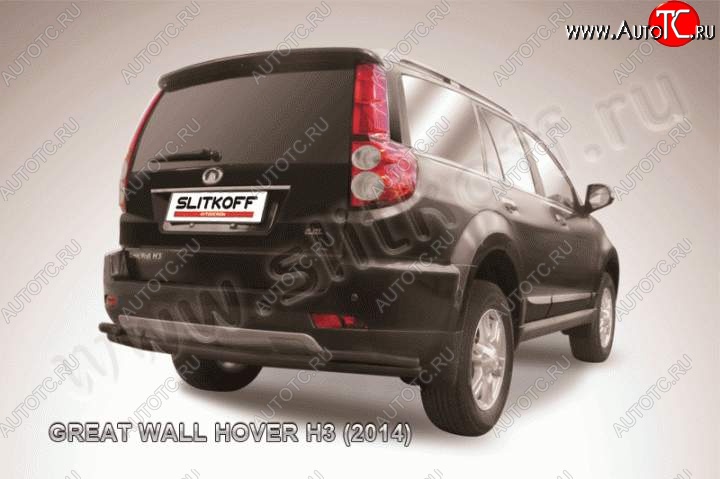 8 999 р. Защита заднего бампера Slitkoff (труба d57/d42)  Great Wall Hover H3 (2014-2016)  рестайлинг (Цвет: серебристый)  с доставкой в г. Таганрог