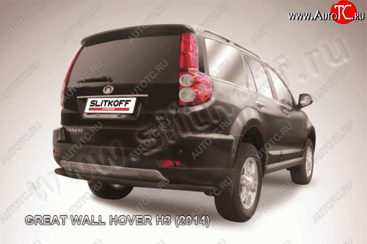 7 999 р. Защита заднего бампера Slitkoff (труба d57, длинная)  Great Wall Hover H3 (2014-2016)  рестайлинг (Цвет: серебристый)  с доставкой в г. Таганрог