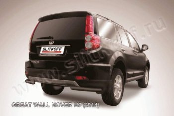 5 549 р. Защита заднего бампера из уголков d57 Slitkoff  Great Wall Hover H3 (2014-2016)  рестайлинг (Цвет: серебристый)  с доставкой в г. Таганрог. Увеличить фотографию 1