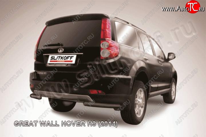 5 549 р. Защита заднего бампера из уголков d57 Slitkoff  Great Wall Hover H3 (2014-2016)  рестайлинг (Цвет: серебристый)  с доставкой в г. Таганрог