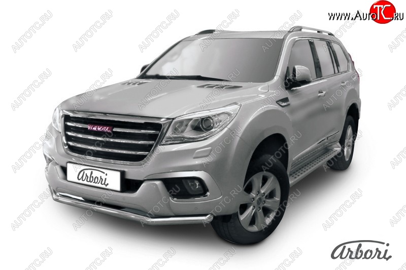 17 399 р. Защита переднего бампера Arbori (нержавейка, 1 труба d57 mm) Haval H9 дорестайлинг (2015-2017)  с доставкой в г. Таганрог